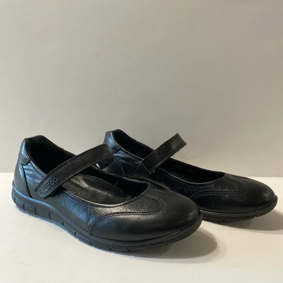 Ecco Women's Black Leather Velcro Mary Jane Ballet Flat Shoes Size 8.5, EU 38 - Picture 6 of 7